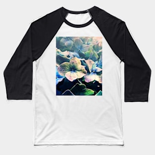 Blue Hydrangea Flower Botanical Baseball T-Shirt